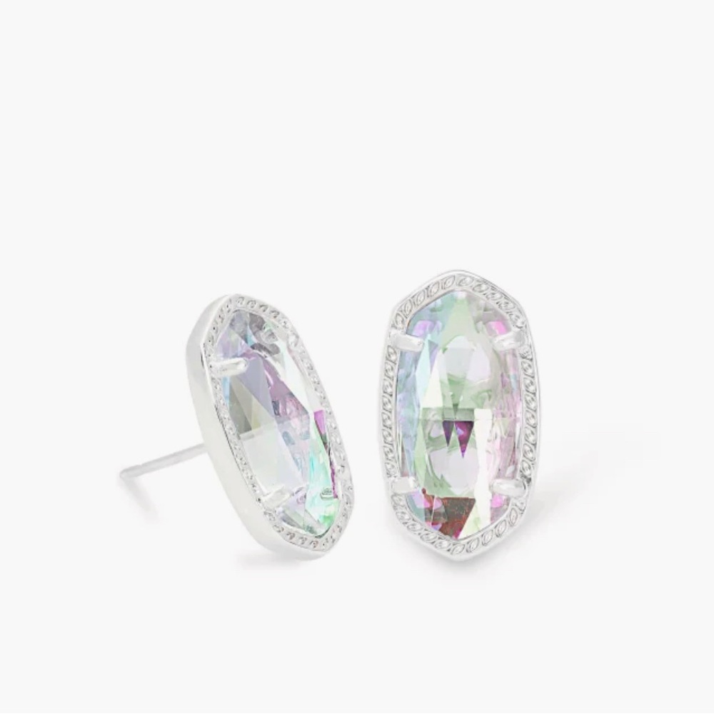 Ellie Silver Stud Earrings in Dichroic Glass Kendra Scott